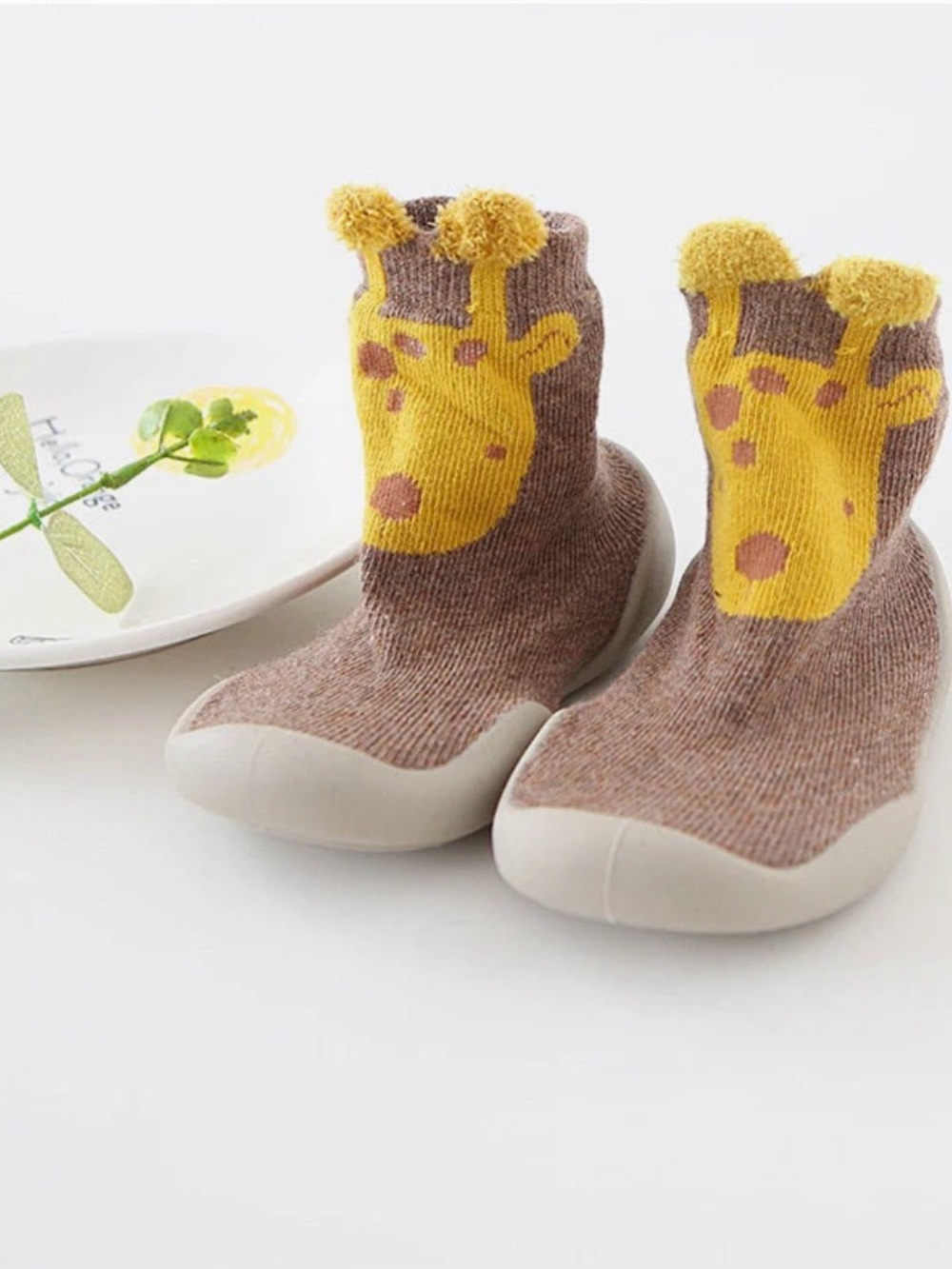 NEW Brown & Yellow Giraffe Baby Walker Shoes 6-12 mo